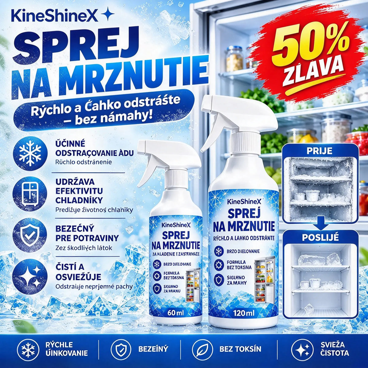 🔥【Kúpte jeden, druhý dostanete zadarmo】❄️ Zcela nový odmrazovací sprej pre rok 2026. 🧡 Rýchlo odstráni ľad z mrazničky