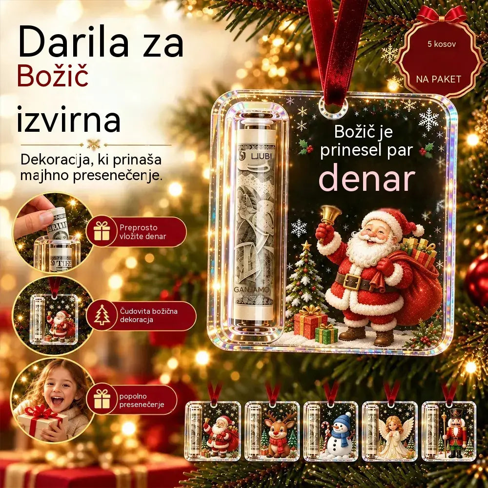 🎄 Božični okrasek za denar ✨ Božični okrasek za drevo, ki lahko skrije bankovce – ustvarjalno in presenetljivo praznično darilo.
