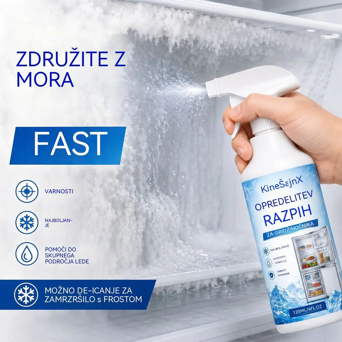 🔥【2 steklenički za 24 evrov】❄️ Novo sredstvo za odmrzovanje 2026 🧡 Hitro odstranite led iz zamrzovalnika