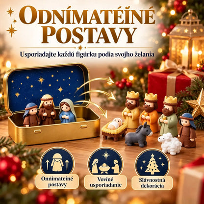 ✨ Špeciálna ponuka: Kúp 1, získaj 1 zadarmo (sada 2 kusov)! Miniatúrny betlehem v kovovej krabičke!