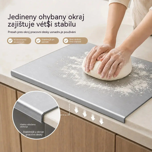 🔪【Izjemno debela】Deska za rezanje iz nerjavnega jekla z zavihanim robom – izjemno debela in večnamenska, idealna za profesionalne in domače kuhinje✨