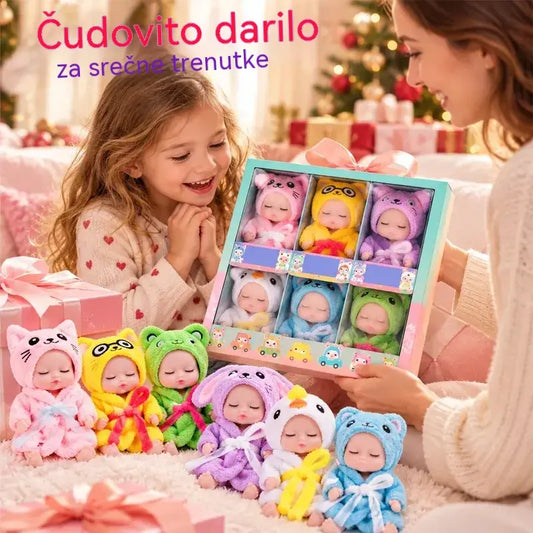 👶 Darilni komplet dojenčkov Reborn – zaviti v kostume živali! Ljubki obrazi spečih dojenčkov · Komplet 6 punčk v darilni škatli · Popolno darilo za otroke!