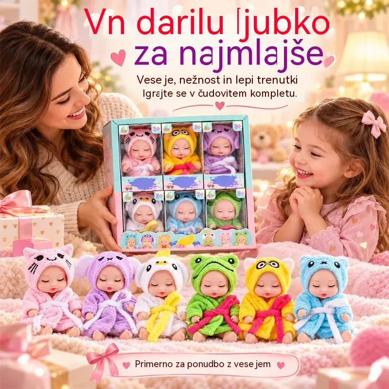 👶 Darilni komplet dojenčkov Reborn – zaviti v kostume živali! Ljubki obrazi spečih dojenčkov · Komplet 6 punčk v darilni škatli · Popolno darilo za otroke!