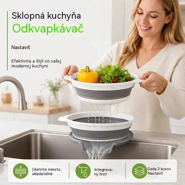 📢📢 1 súprava za 28 € ⏰ Súprava 3 skladacích cedidiel s odkvapkávacím podstavcom