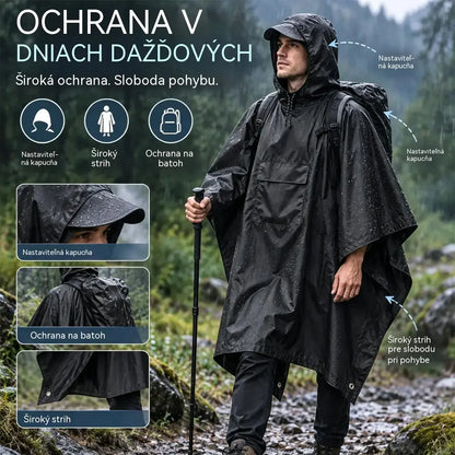 🏕️ Multifunkčné pršiplášťové pončo 3 v 1 | Nepremokavá pláštenka + stan + podložka na zem | Na turistiku a kempovanie 🌧️