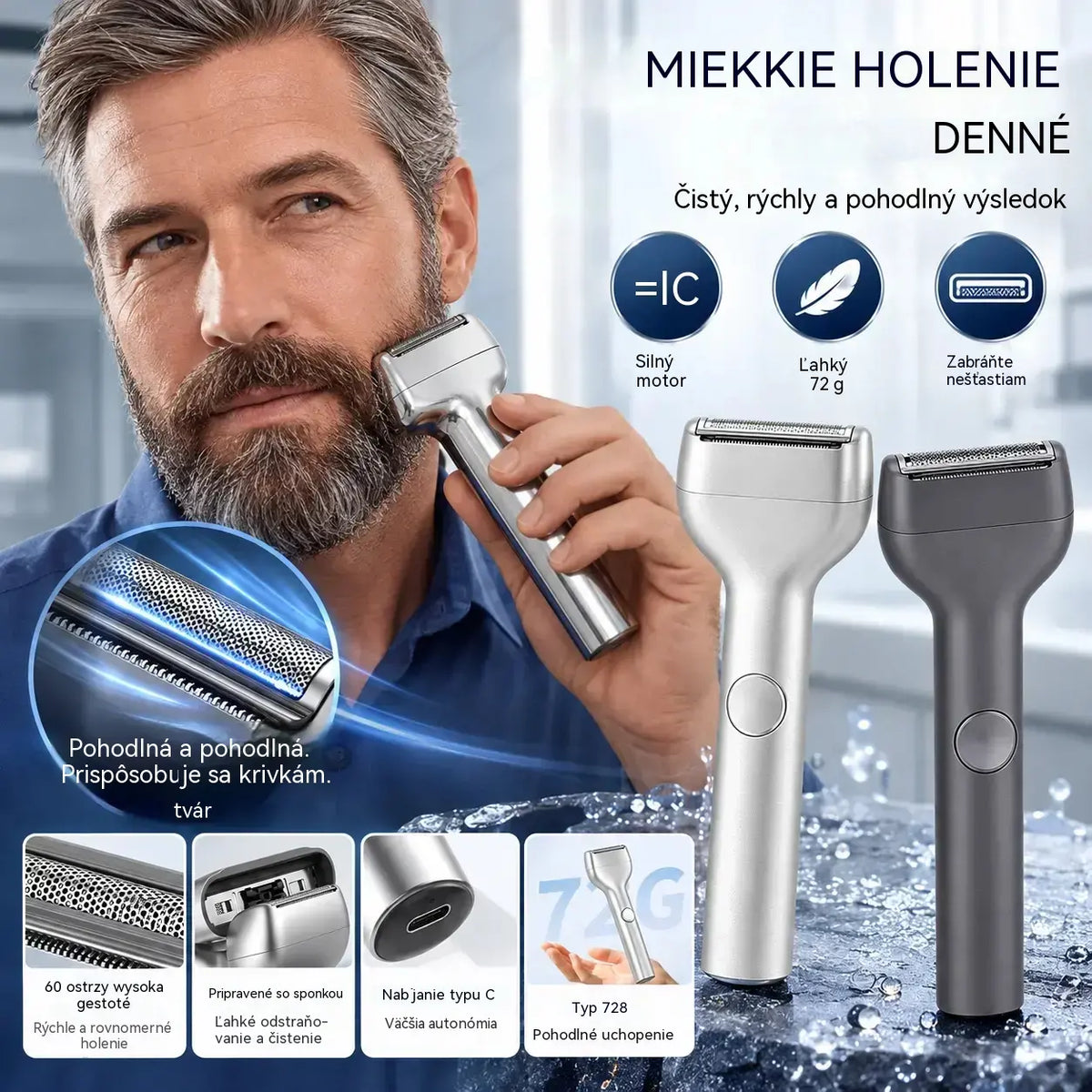 🎁 Novinka – ponuka za polovičnú cenu 💥⚡ Rozlúčte sa s podráždením po holení! 🧔 Výkonný dobíjateľný elektrický holiaci strojček pre mužov.