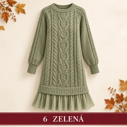 🧶 Elegantné pletené šaty s plisovaným lemom — pohodlný štýl na chladnejšie dni, dostupné vo veľkostiach S–3XL.